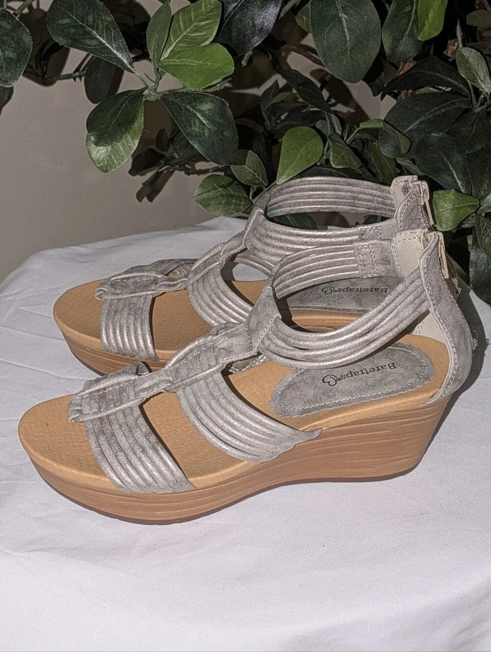 Baretraps Wedge Sandals — Metallic Silver